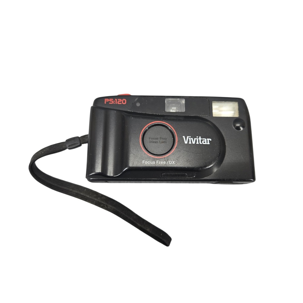 Vivitar PS:120 Film Camera OS Black 35mm Focus Free DX Motorized Flash